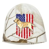 American Flag Yellow Labrador Retriever 4th Of July USA Kati - Camo Knit Beanie