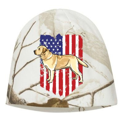 American Flag Yellow Labrador Retriever 4th Of July USA Kati - Camo Knit Beanie