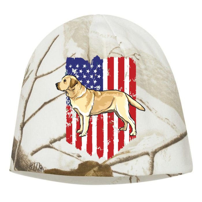 American Flag Yellow Labrador Retriever 4th Of July USA Kati - Camo Knit Beanie