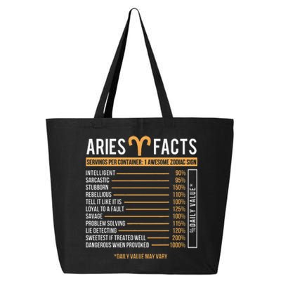 Aries Facts Zodiac Sign Horoscope Astrology Astrologer 25L Jumbo Tote