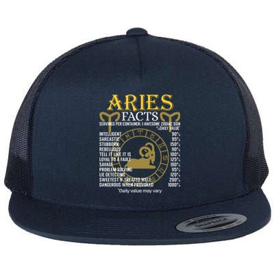 Aries Facts Zodiac Sign Flat Bill Trucker Hat