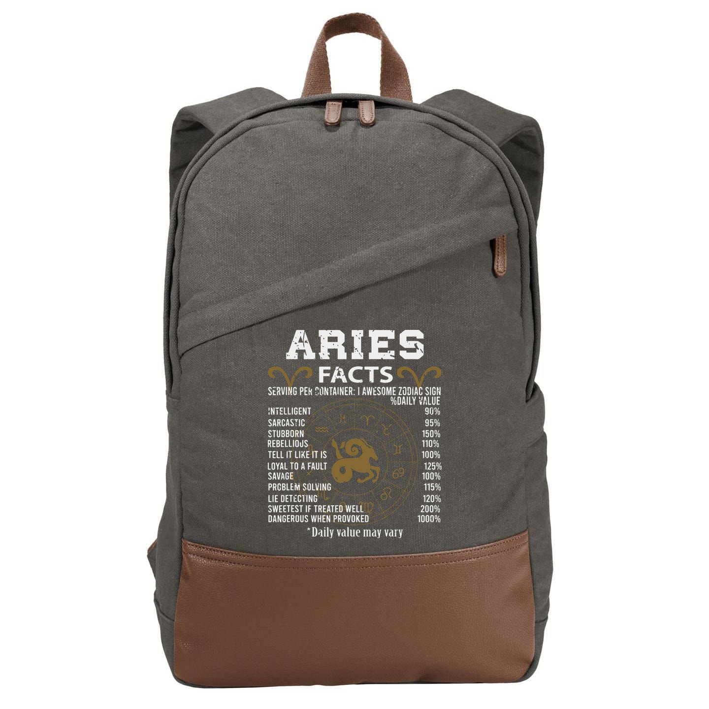 Aries Facts Zodiac Sign Cotton Canvas Backpack