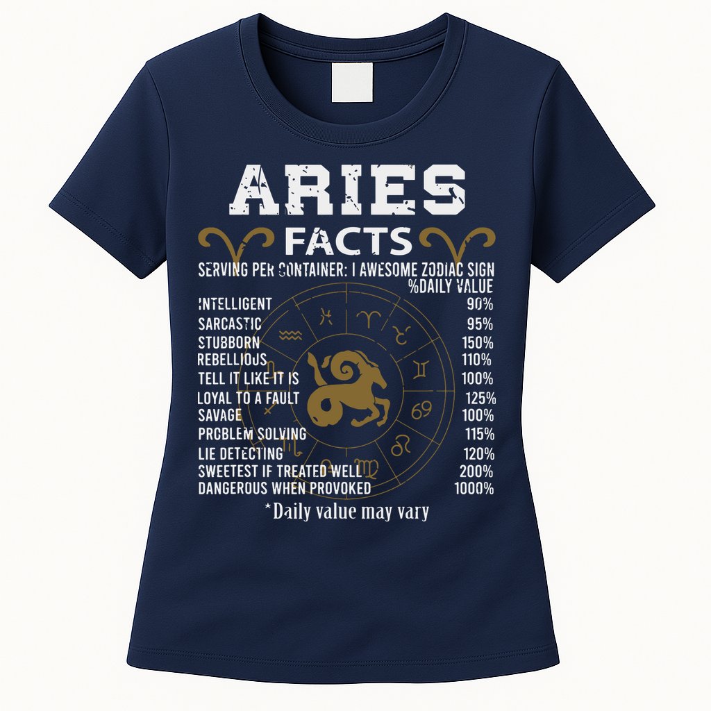 Aries Facts Zodiac Sign Womens T-Shirt
