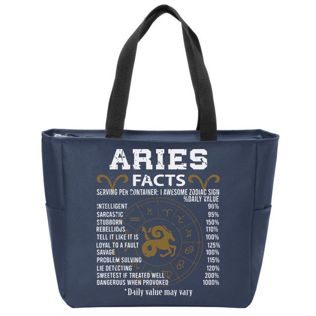 Aries Facts Zodiac Sign Zip Tote Bag
