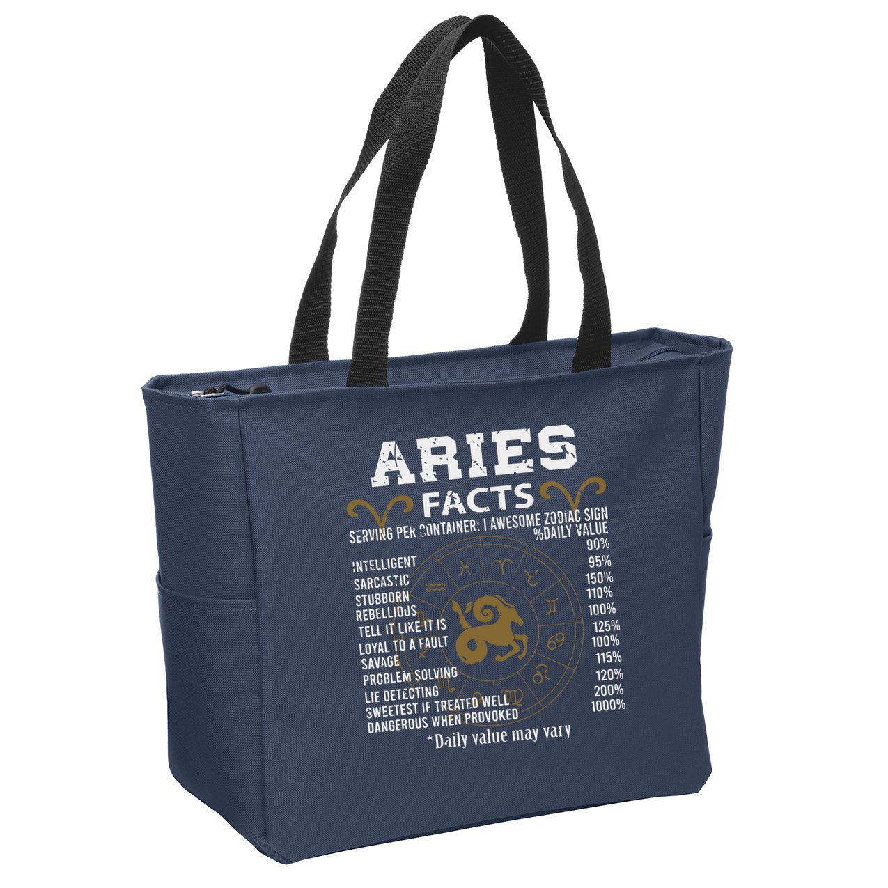 Aries Facts Zodiac Sign Zip Tote Bag