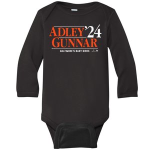 Adley Gunnar 24 Baltimore Baseball Baby Long Sleeve Bodysuit