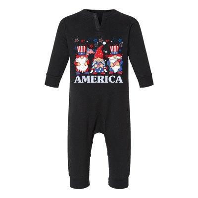 America Gnome 4th Of July Celebration Infant Fleece One Piece