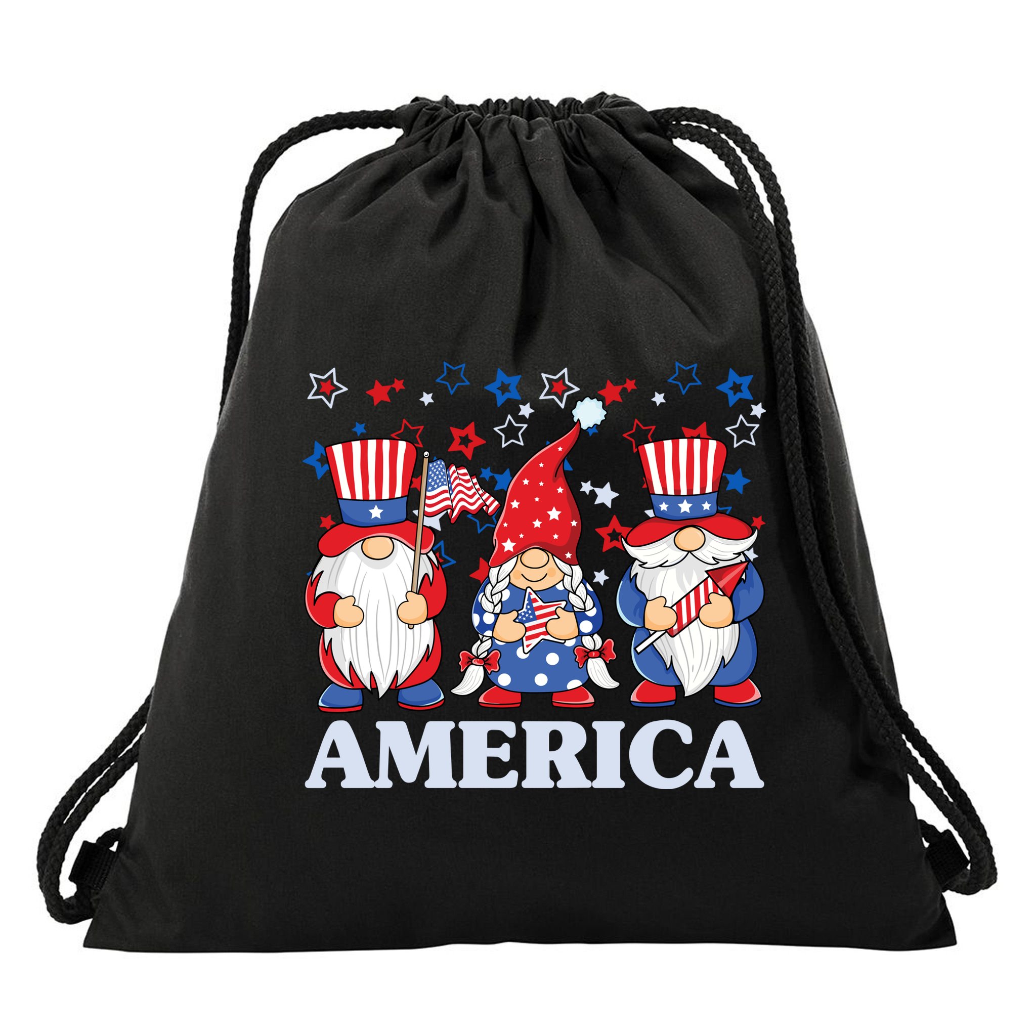 America Gnome 4th Of July Celebration Drawstring Bag