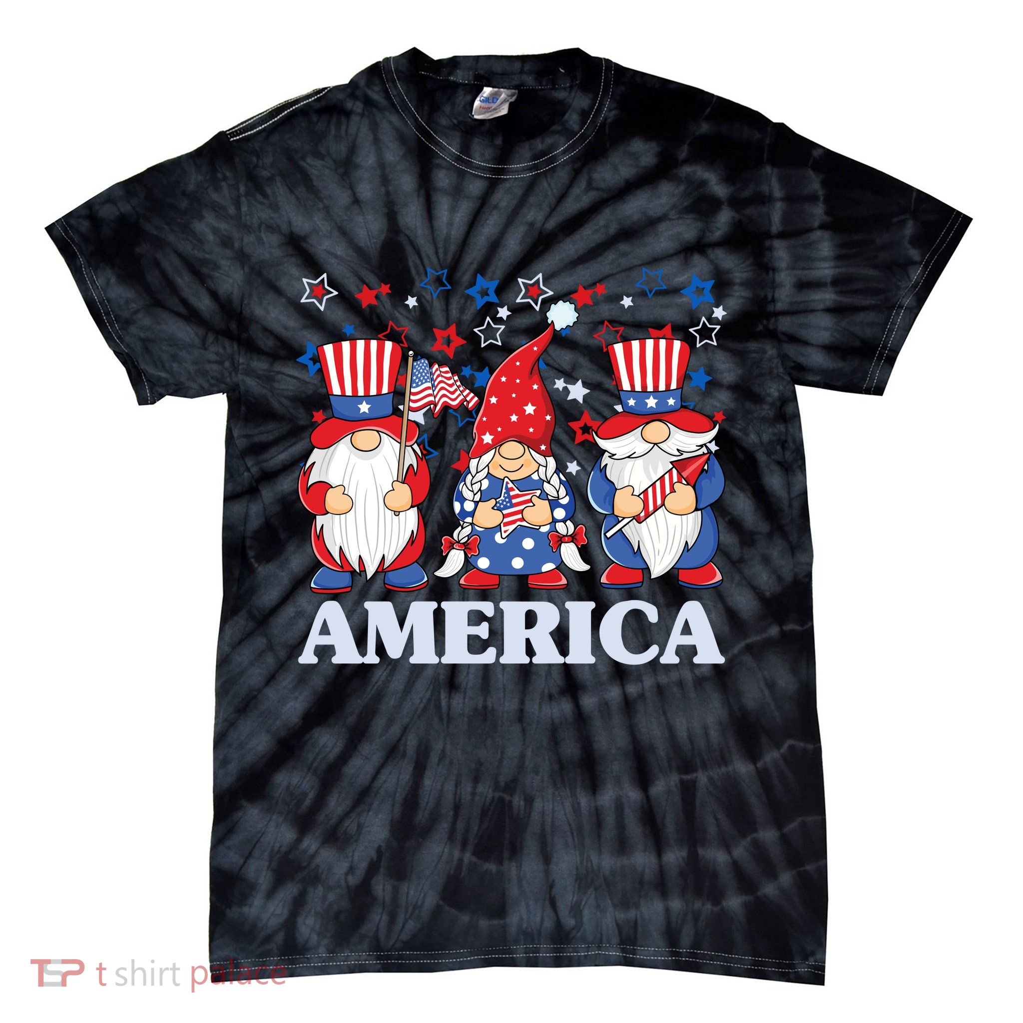 America Gnome 4th Of July Celebration Tie-Dye T-Shirt