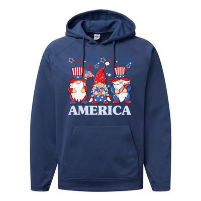 America Gnome 4th Of July Celebration Performance Fleece Hoodie