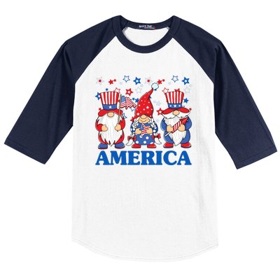 America Gnome 4th Of July Celebration Baseball Sleeve Shirt