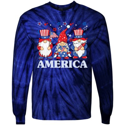 America Gnome 4th Of July Celebration Tie-Dye Long Sleeve Shirt