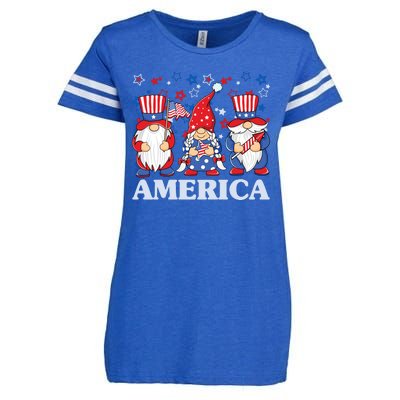 America Gnome 4th Of July Celebration Enza Ladies Jersey Football T-Shirt