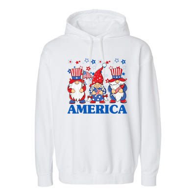 America Gnome 4th Of July Celebration Garment-Dyed Fleece Hoodie