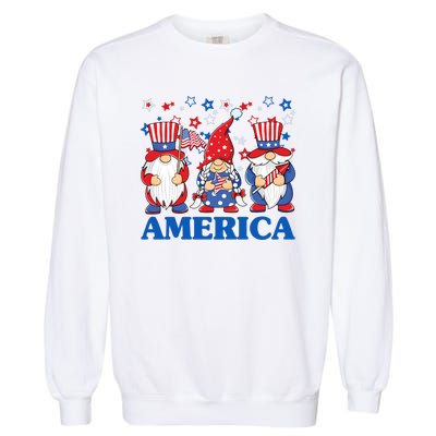 America Gnome 4th Of July Celebration Garment-Dyed Sweatshirt