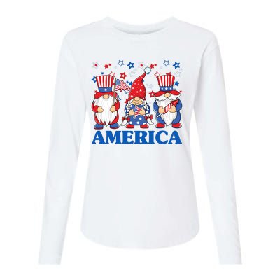 America Gnome 4th Of July Celebration Womens Cotton Relaxed Long Sleeve T-Shirt