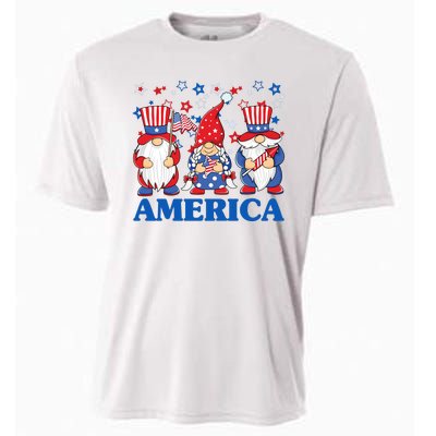 America Gnome 4th Of July Celebration Cooling Performance Crew T-Shirt