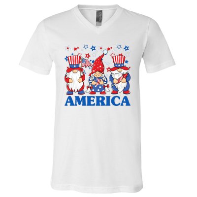 America Gnome 4th Of July Celebration V-Neck T-Shirt