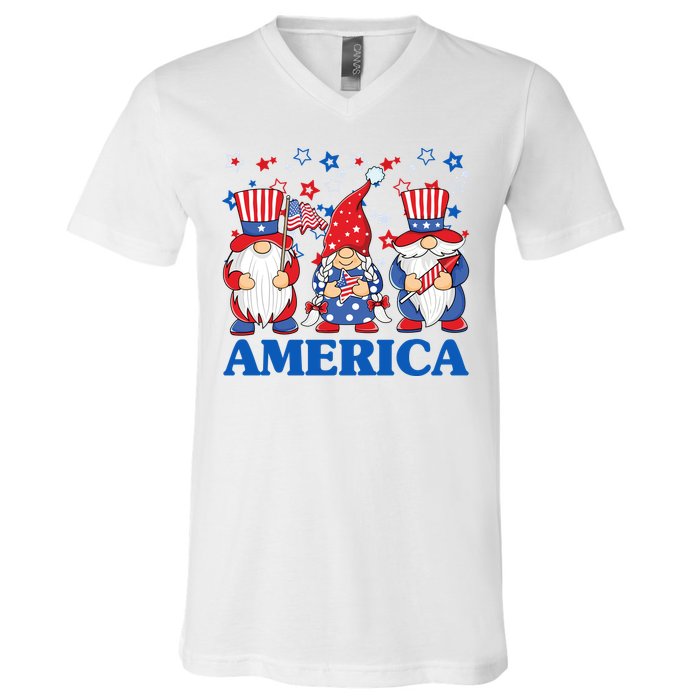 America Gnome 4th Of July Celebration V-Neck T-Shirt