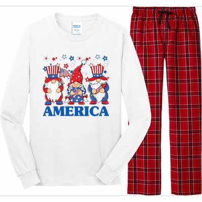 America Gnome 4th Of July Celebration Long Sleeve Pajama Set