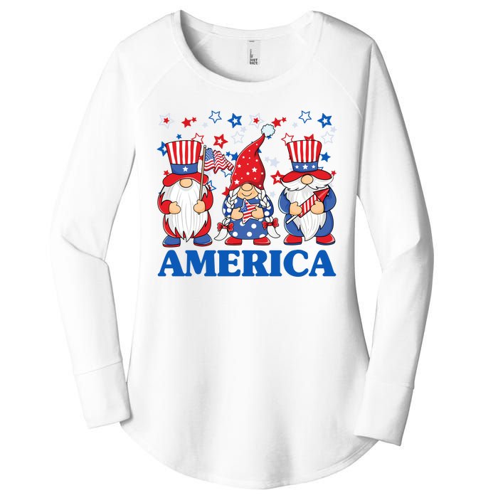 America Gnome 4th Of July Celebration Women's Perfect Tri Tunic Long Sleeve Shirt