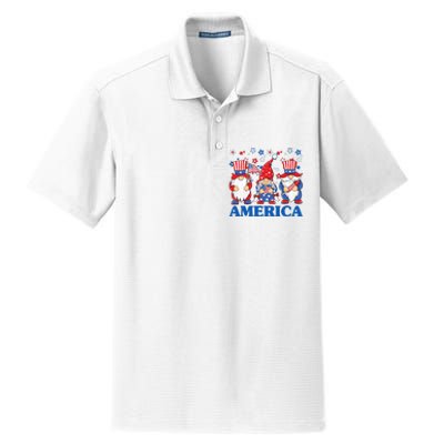 America Gnome 4th Of July Celebration Dry Zone Grid Polo