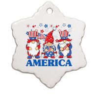 America Gnome 4th Of July Celebration Ceramic Star Ornament