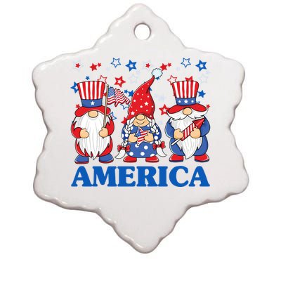 America Gnome 4th Of July Celebration Ceramic Star Ornament