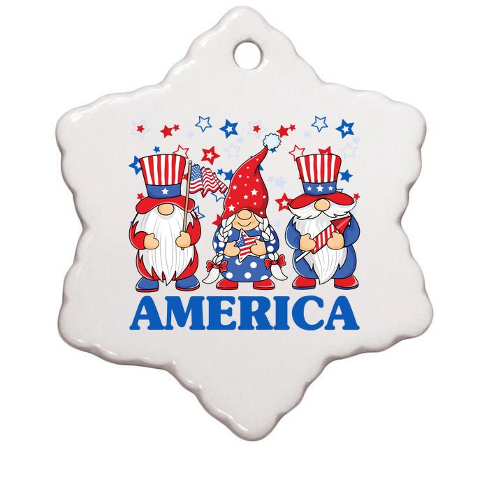 America Gnome 4th Of July Celebration Ceramic Star Ornament