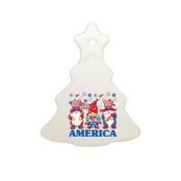 America Gnome 4th Of July Celebration Ceramic Tree Ornament