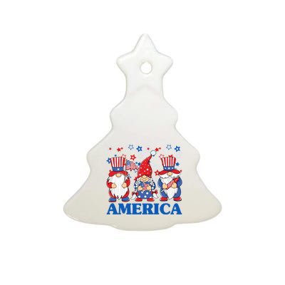 America Gnome 4th Of July Celebration Ceramic Tree Ornament