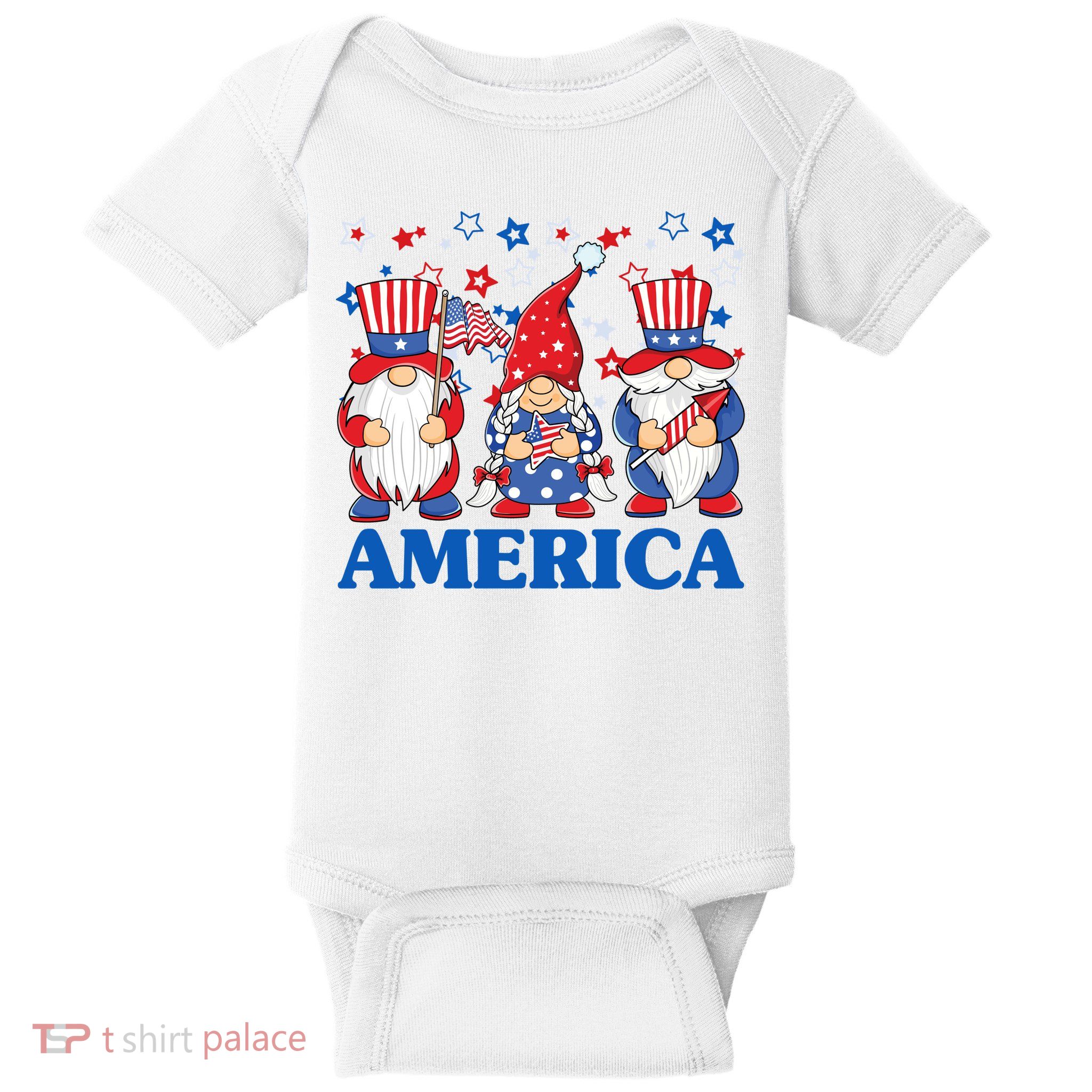 America Gnome 4th Of July Celebration Baby Bodysuit