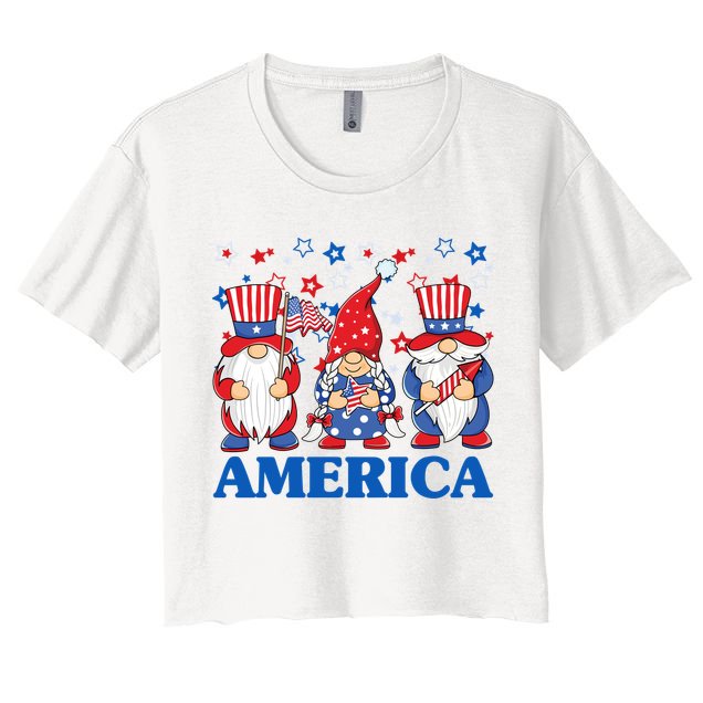 America Gnome 4th Of July Celebration Crop Top