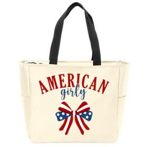 American Girly 4th Of July Usa Bow Zip Tote Bag