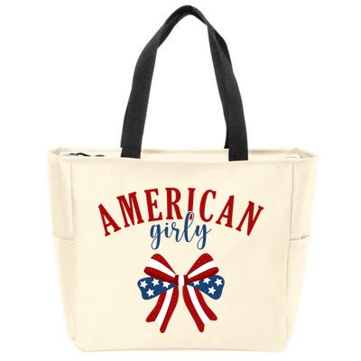 American Girly 4th Of July Usa Bow Zip Tote Bag
