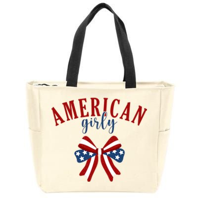 American Girly 4th Of July Usa Bow Zip Tote Bag