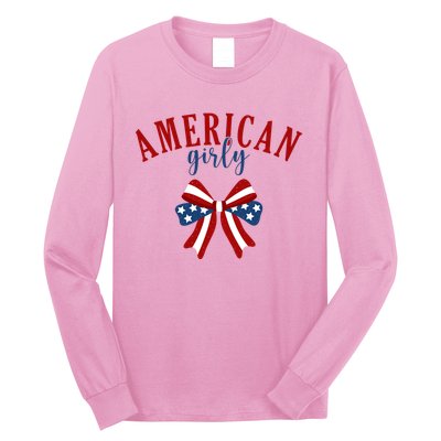 American Girly 4th Of July Usa Bow Long Sleeve Shirt