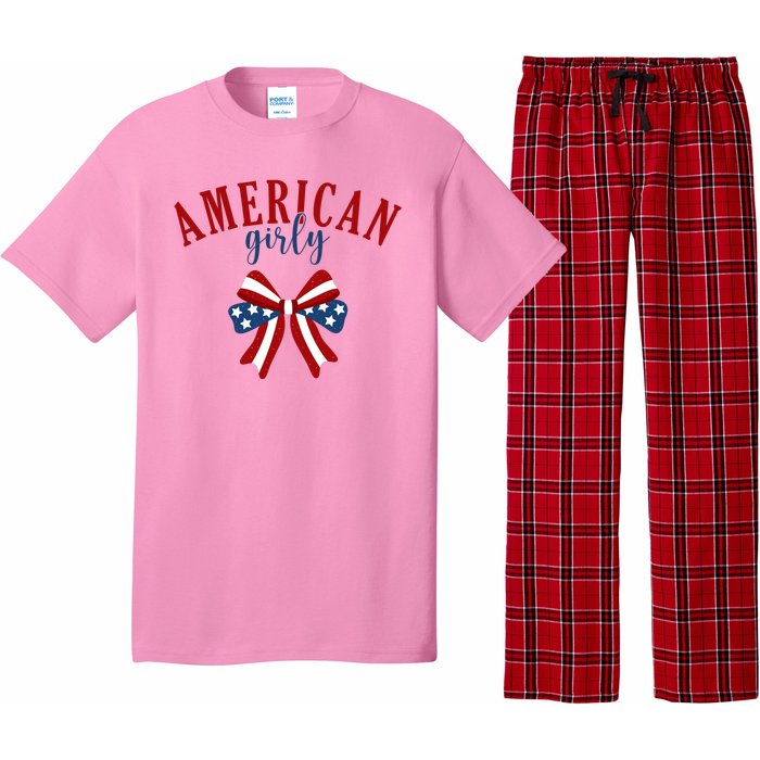 American Girly 4th Of July Usa Bow Pajama Set