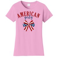 American Girly 4th Of July Usa Bow Women's T-Shirt