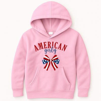 American Girly 4th Of July Usa Bow Kids Hoodie