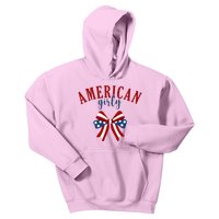 American Girly 4th Of July Usa Bow Kids Hoodie