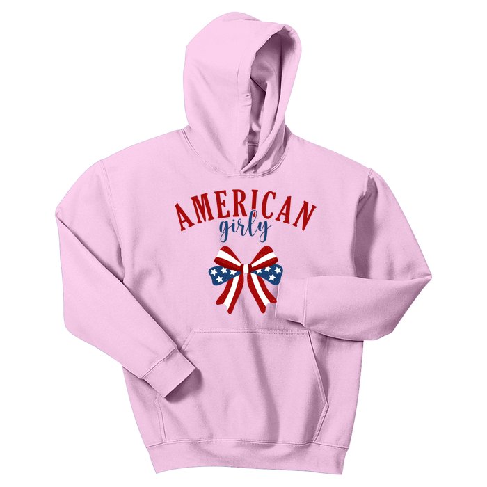 American Girly 4th Of July Usa Bow Kids Hoodie