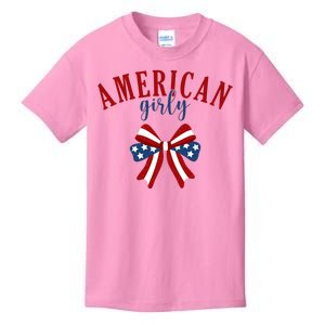 American Girly 4th Of July Usa Bow Kids T-Shirt