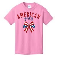 American Girly 4th Of July Usa Bow Kids T-Shirt