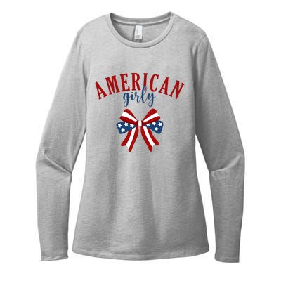 American Girly 4th Of July Usa Bow Womens CVC Long Sleeve Shirt