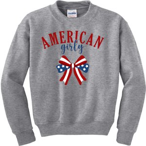 American Girly 4th Of July Usa Bow Kids Sweatshirt