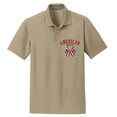 American Girly 4th Of July Usa Bow Dry Zone Grid Polo