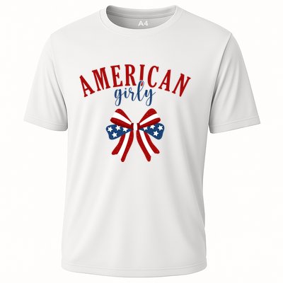 American Girly 4th Of July Usa Bow Performance Shirt