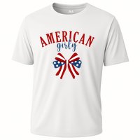 American Girly 4th Of July Usa Bow Cooling Performance Crew T-Shirt