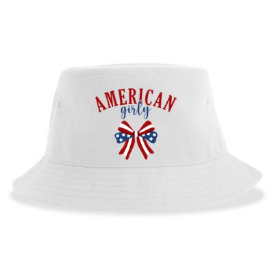 American Girly 4th Of July Usa Bow Sustainable Bucket Hat